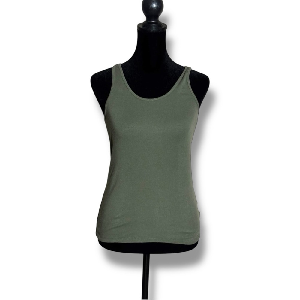GAP Olive Lightweight Medium Strap Width Scoop neck Simple Women's Tank Top